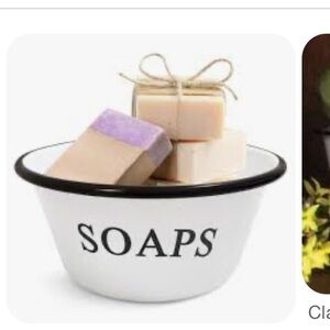 Black & White Enamel Ware Soap Dish